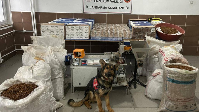 Erzurum'da kaçak sigara imalathanesine baskın yapıldı