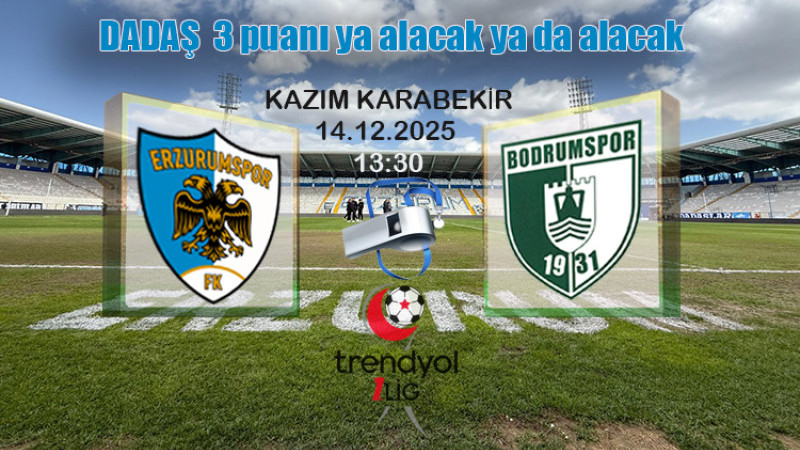 Erzurumspor FK - Bodrumspor maçında Sağlam düdük çalacak