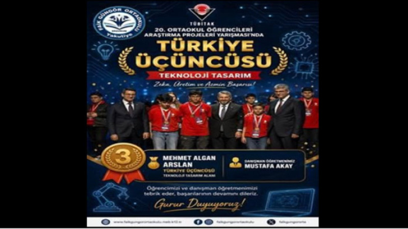 Faik Güngör Ortaokulu’ndan gururlandıran başarı